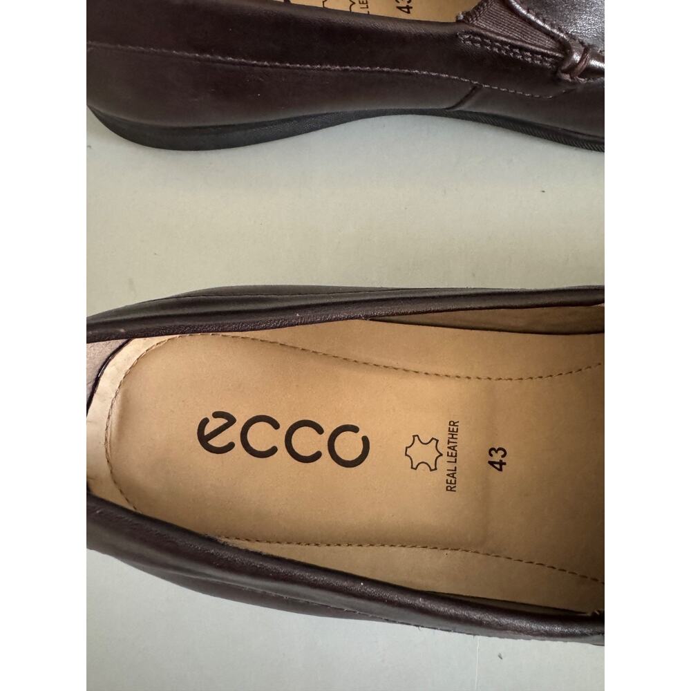 Ecco Leather Dress Loafers Mens Size 43/ Size 9.5 -10 Brown Leatther Slip On - Picture 3 of 6